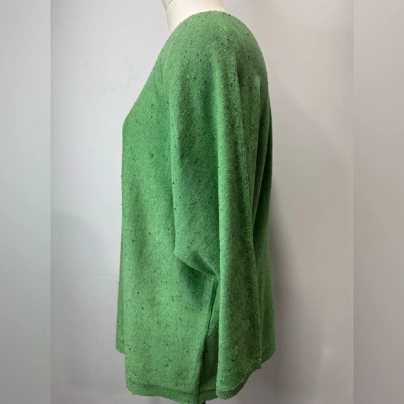 J. Jill  Petite small Marled Flecked Green 3/4 Sleeve Pullover - Picture 4 of 13